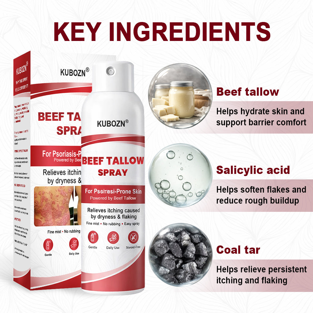 KUBOZN® Tallow Spray — The No-Rub Relief for Psoriasis-Prone Skin✨ (OFFER)